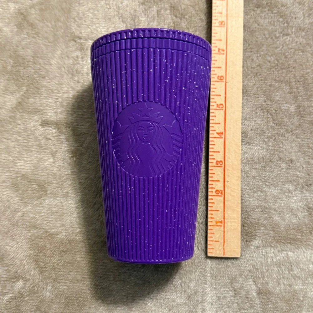 Starbucks Purple Pleated Speckled Cold Cup Tumbler 16oz